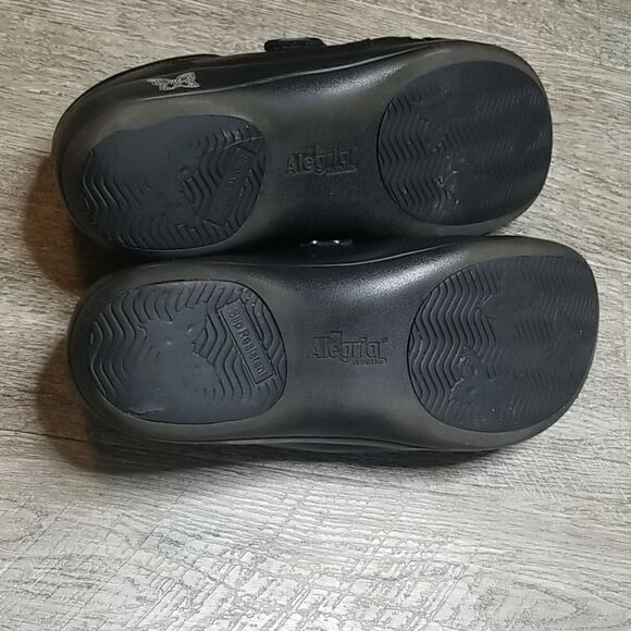 Alegria Khloe Black Leather Velcro Buckle Clogs 40 - Picture 8 of 10